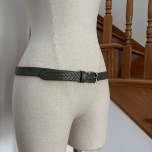 Talbots Sage Green Leather Braided Belt